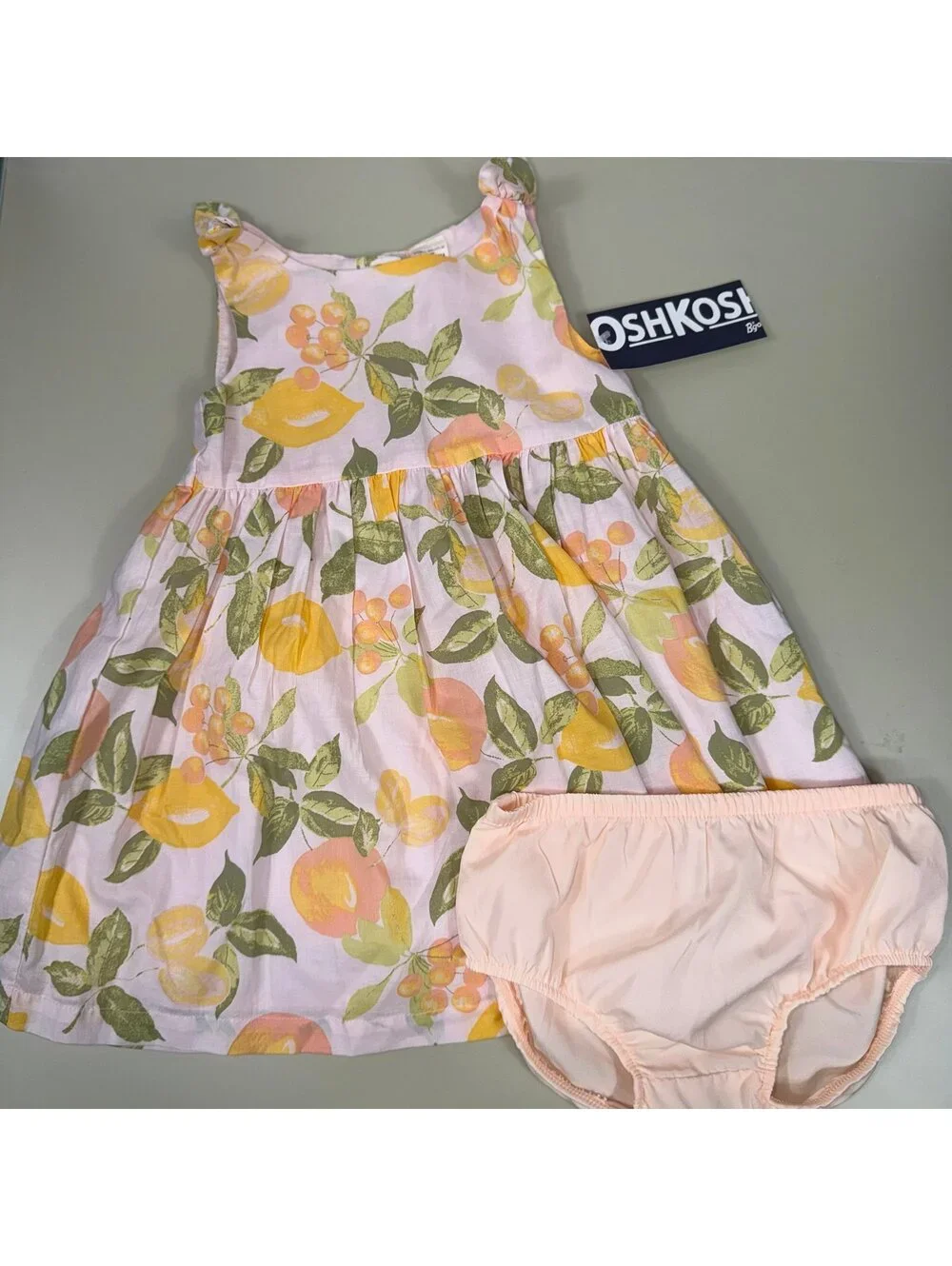 OshKosh B’gosh Baby Girls Lemon Print Dress with Bloomers NWT Size 18M